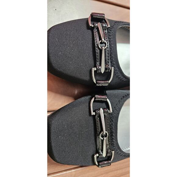 NEW‎ Lifestride Black Gazette Square Toe Wedge Heel Buckle Shoes Size 10M - Picture 3 of 5